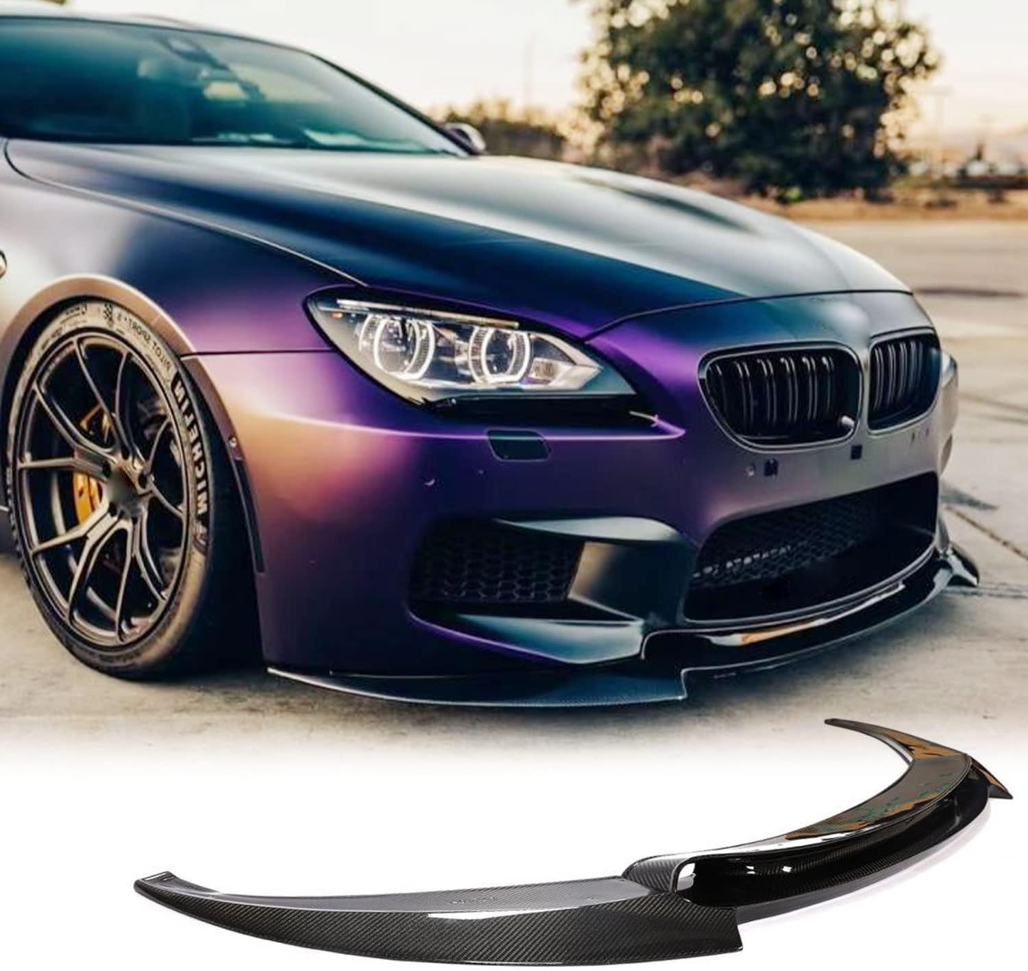 Carbon Fiber Front Bumper Lip for BMW 6 Series M6 2013-2018 F06 Gran Coupe/F12 Convertible/F13 Coupe Front Bumper Lip Chin Spoiler Splitter Protector Factory Outlet (3 PCS)