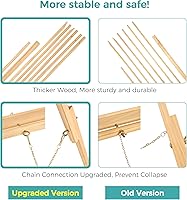 Vista 6 de VISWIN Caballete de 63" para letreros de boda, caballete de exhibición de madera ajustable con soporte, caballete de piso tipo trípode para tablero