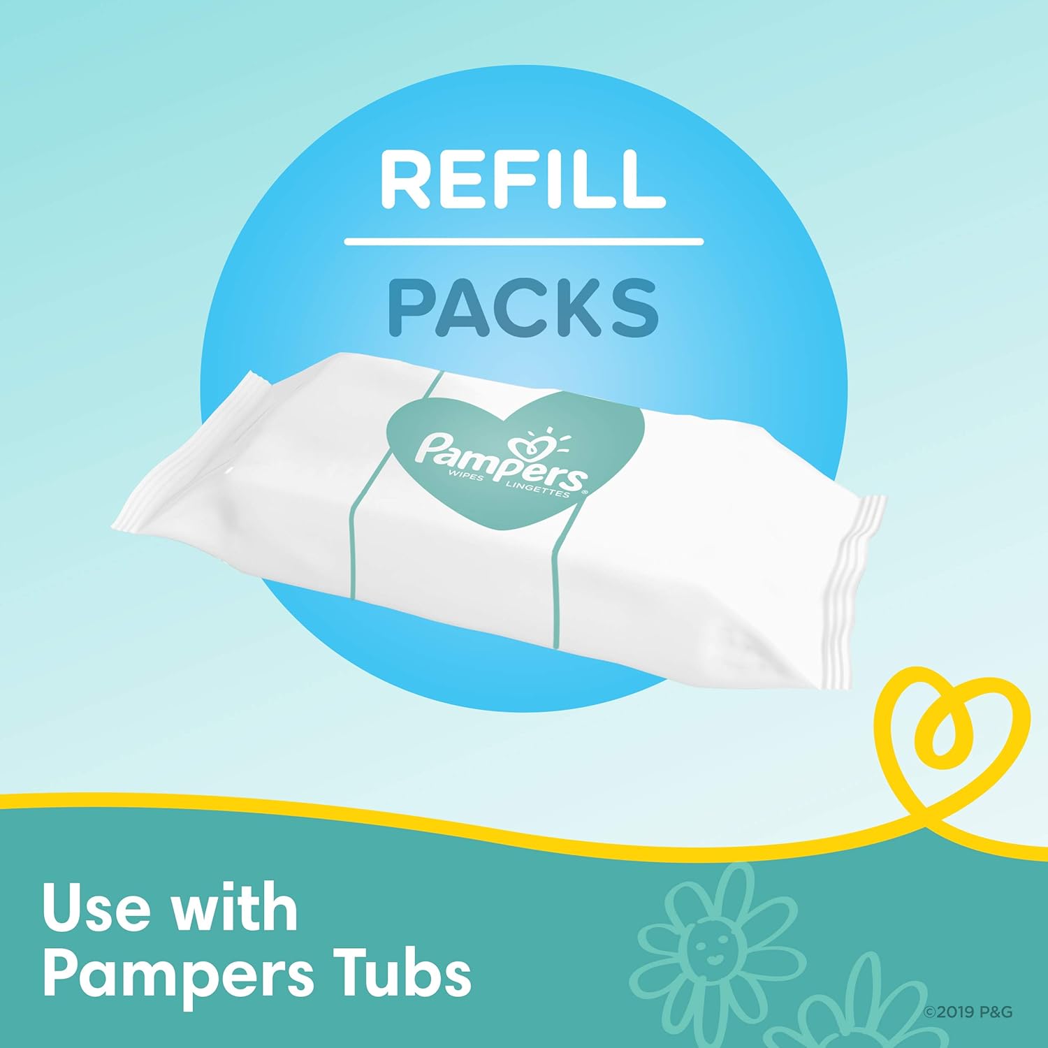 Baby Wipes, Pampers Complete Clean Scented Baby Diaper Wipes, 8X Pop-Top Packs and 8 Refill Packs for Dispenser Tub, 1152 Total Wipes (Packaging May Vary) : Sports & Outdoors