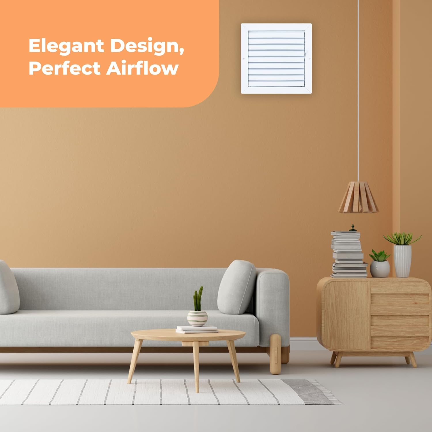 Aluminum 10 x 10 In (Duct Opening) 1-Way Air Duct Register Vent Cover for Ceiling and Wall - Modern HVAC Louver Vent Cover Adjustable, Durable Rustproof Wall Grille – Overall Size 11-5/8 x 11-5/8 Inch