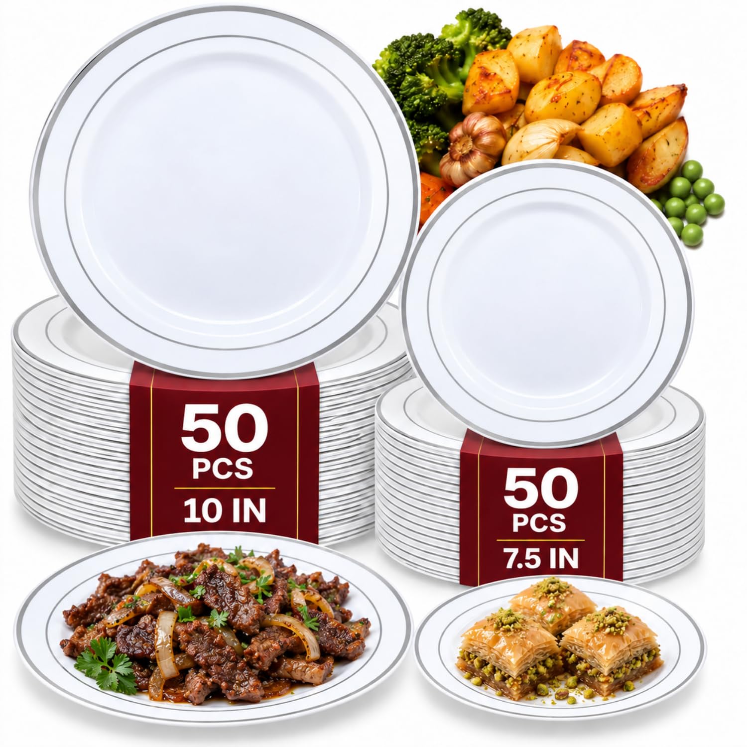 White Disposable Plates - 60 Pack for Parties -18