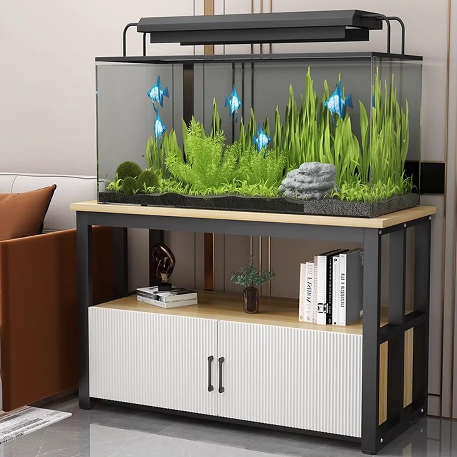 Metal Base Aquarium Stand, Corner Fish Tank Stand, Eco-friendly and Safe, Stable and Secure Non-slip and Quiet Operation, Ideal for Living Rooms, Bedrooms(Style B,50x40cm/19.7x15.8in)