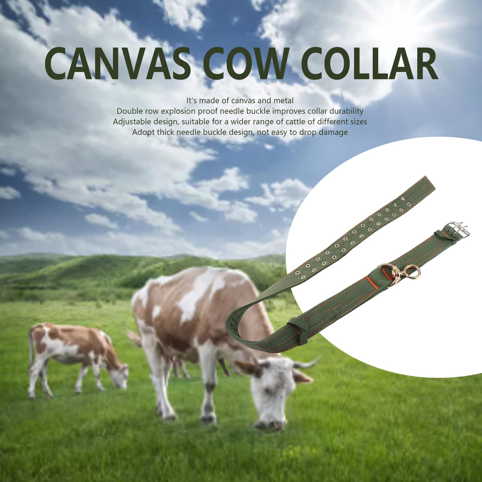 Collare Per Bovini E Ovini - Tela A 4 Strati, Regolabile, Con Fibbia Doppia In Metallo, Diametro 85 Mm