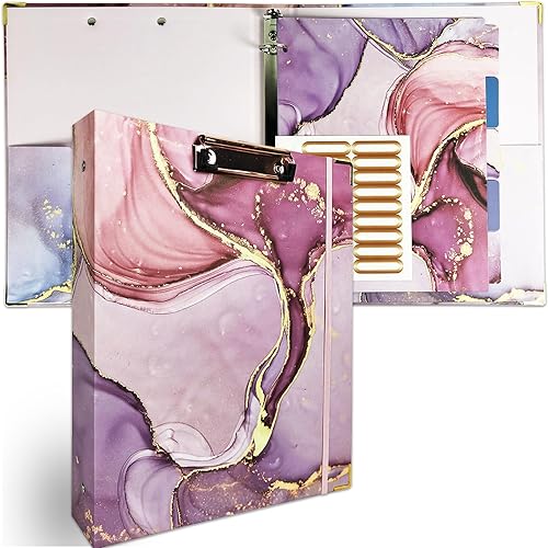 Binditek Carpeta de 3 anillas, carpeta de anillos redondos de 1 pulgada con separadores de carpeta de 5 pestañas, 2 bolsillos interiores,