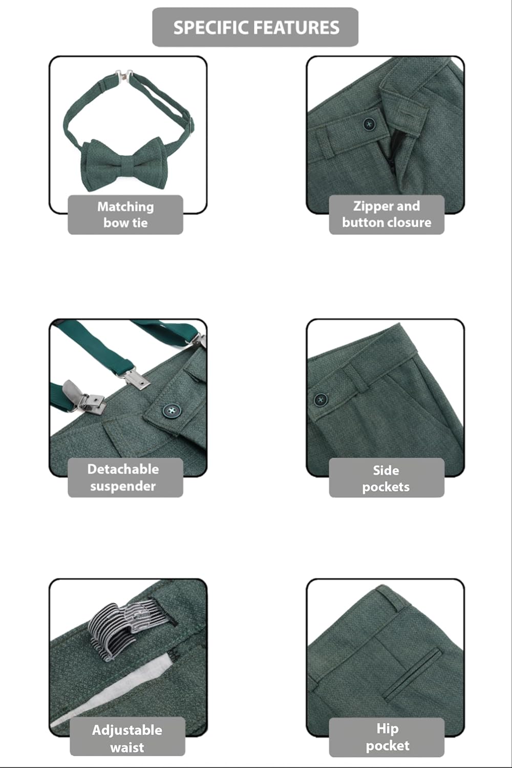 Lilax Boys Formal Slim Fit Boy Pant Set of 4 Pcs, Gentleman Wedding Outfits, Formal Dress Set