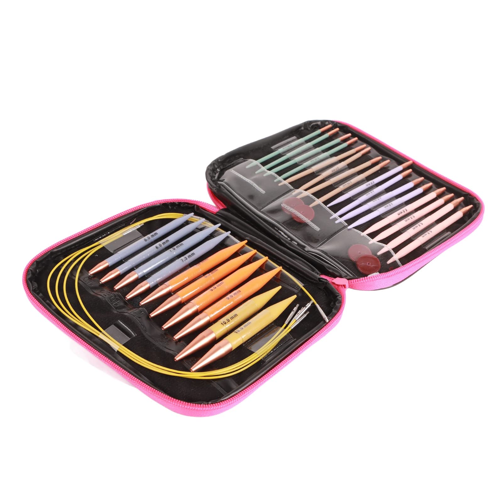 Dilwe Set di uncinetti, 13 paia di uncinetti lisci colorati in alluminio, kit per ferri da maglia multiuso, con , per calze, maglioni e cappelli