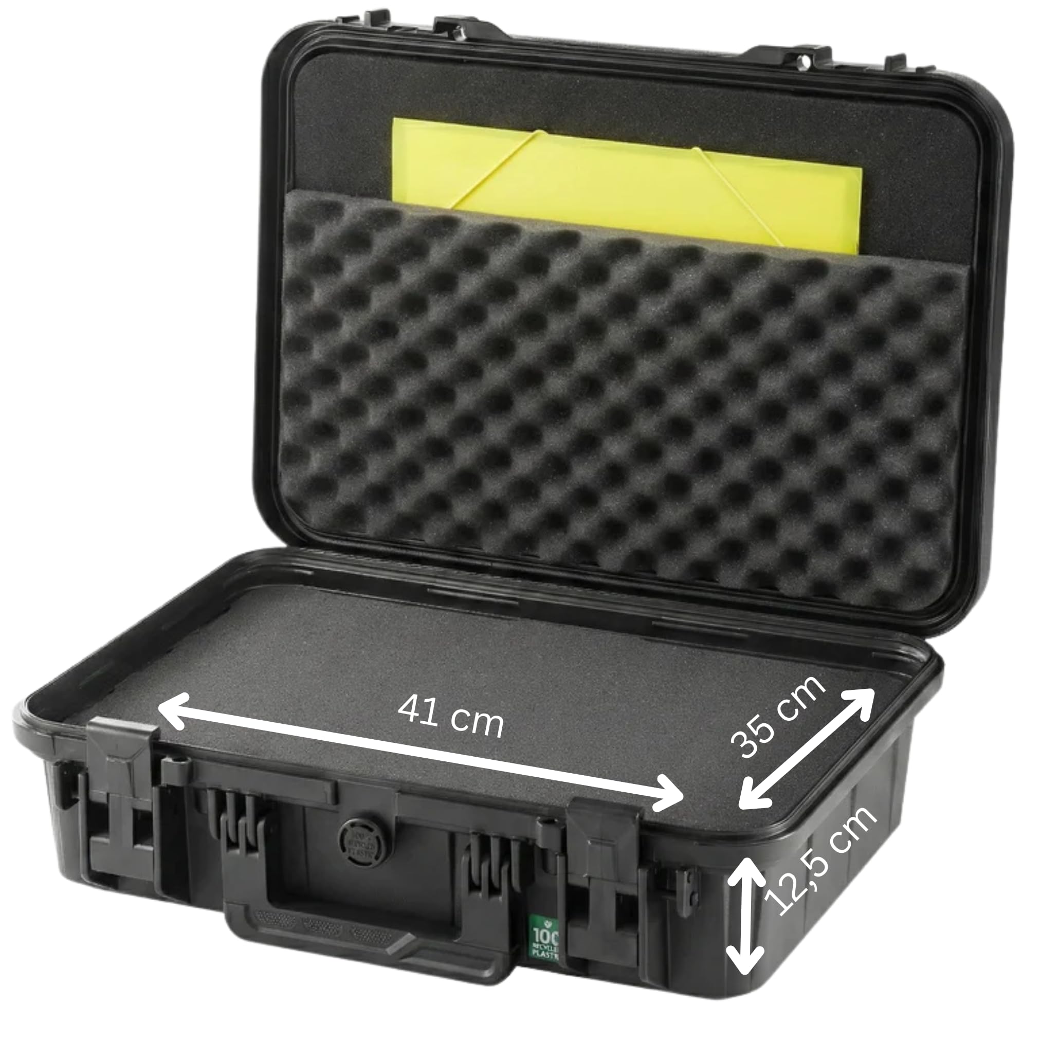 Valigetta TOMcase per notebook/laptop e accessori – valigetta rigida ECO impermeabile con tasca portadocumenti e schiuma espansa a griglia/a cubetti per 11-15 pollici da esterno – Prodotto in EU