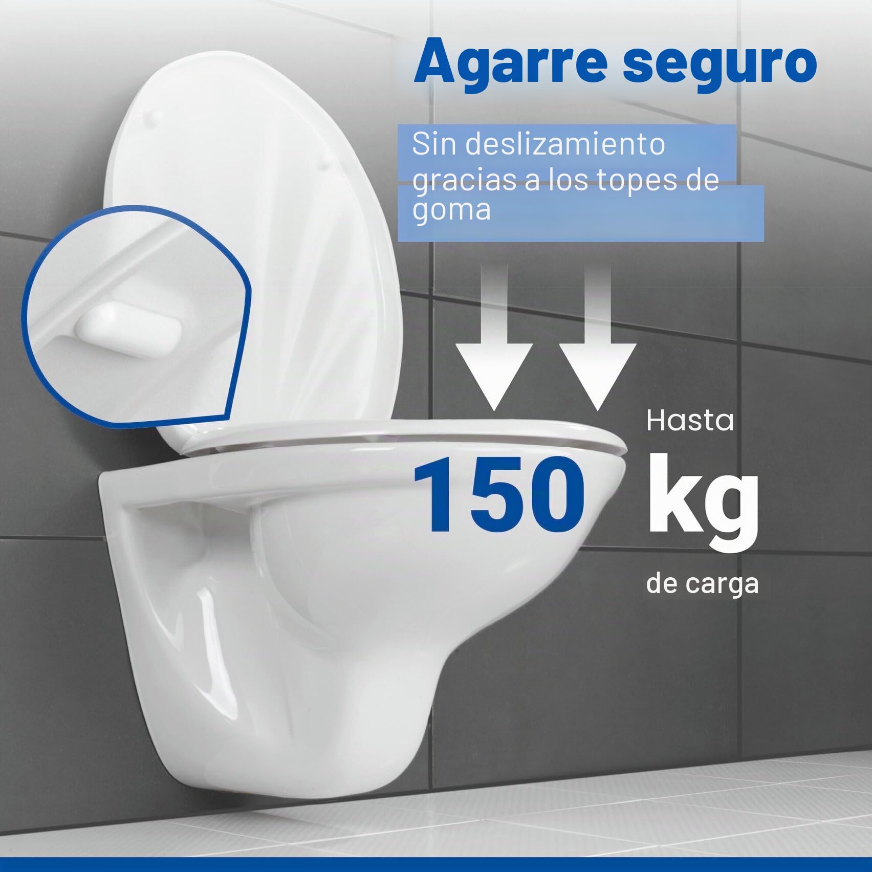 Wenko Premium - Asiento de Inodoro con Dispositivo automático de Descenso y sujeción higiénica de Acero Fino Inoxidable, Antibacterial, duroplástico, Color Blanco