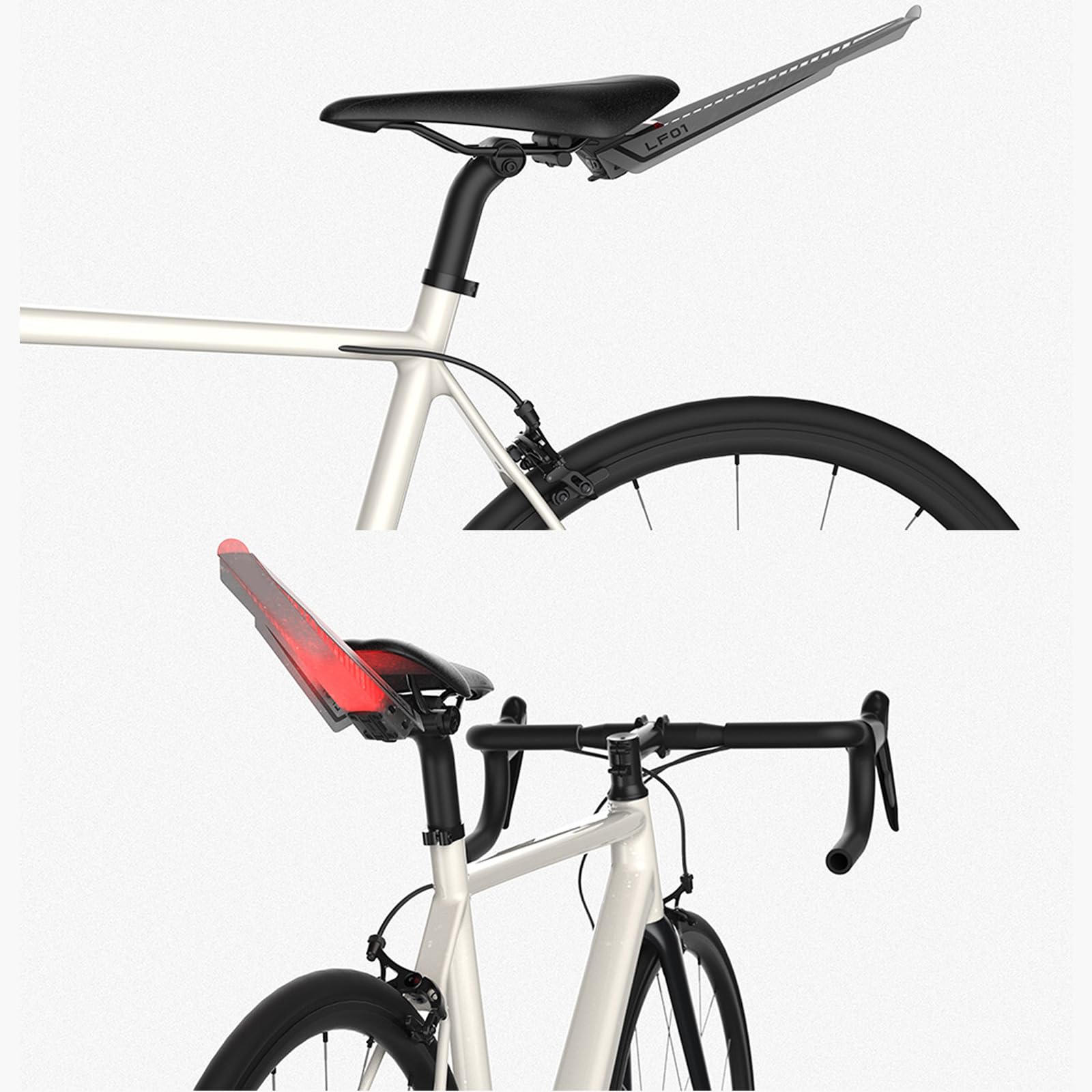 Guardabarros trasero ligero con luz trasera LED, ajustable, para bicicleta de montaña y carretera, a prueba de salpicaduras, fácil de instalar, para ciclismo, bicicleta de carretera, accesorio