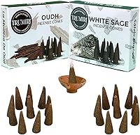 Vista 274 de TRUMIRI Incense Cones - Combo Pack of 20 Cone Incense - 10 Nag Champa + 10 Palo Santo - Insence Cones - Incense Cones Scented - Cone Incense Scents