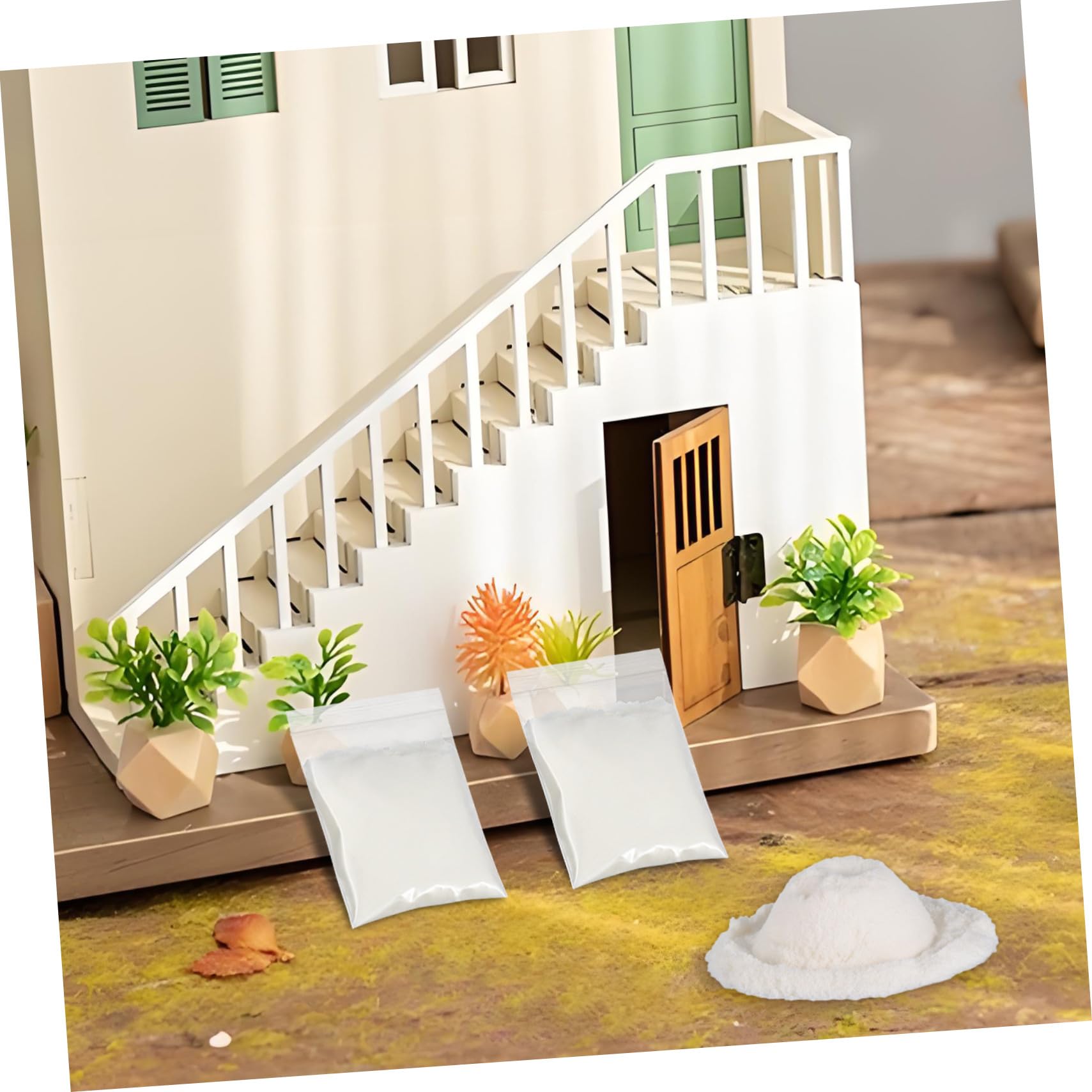 Healvian Mini Cemento Bianco per Case in Miniatura e Mattoni, 20 Borse di Colla Cementizia a Base di Amido di Mais, per Creare Sentieri e Progetti Fai da Te