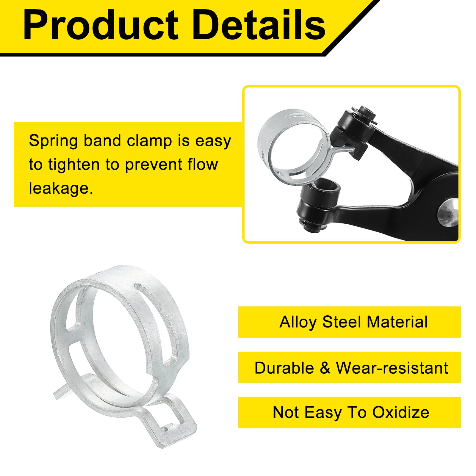 Sourcingmap 10Pcs Spring Band Type Action Fuel/Silicone Vacuum Hose Pipe Clamp - Image 3