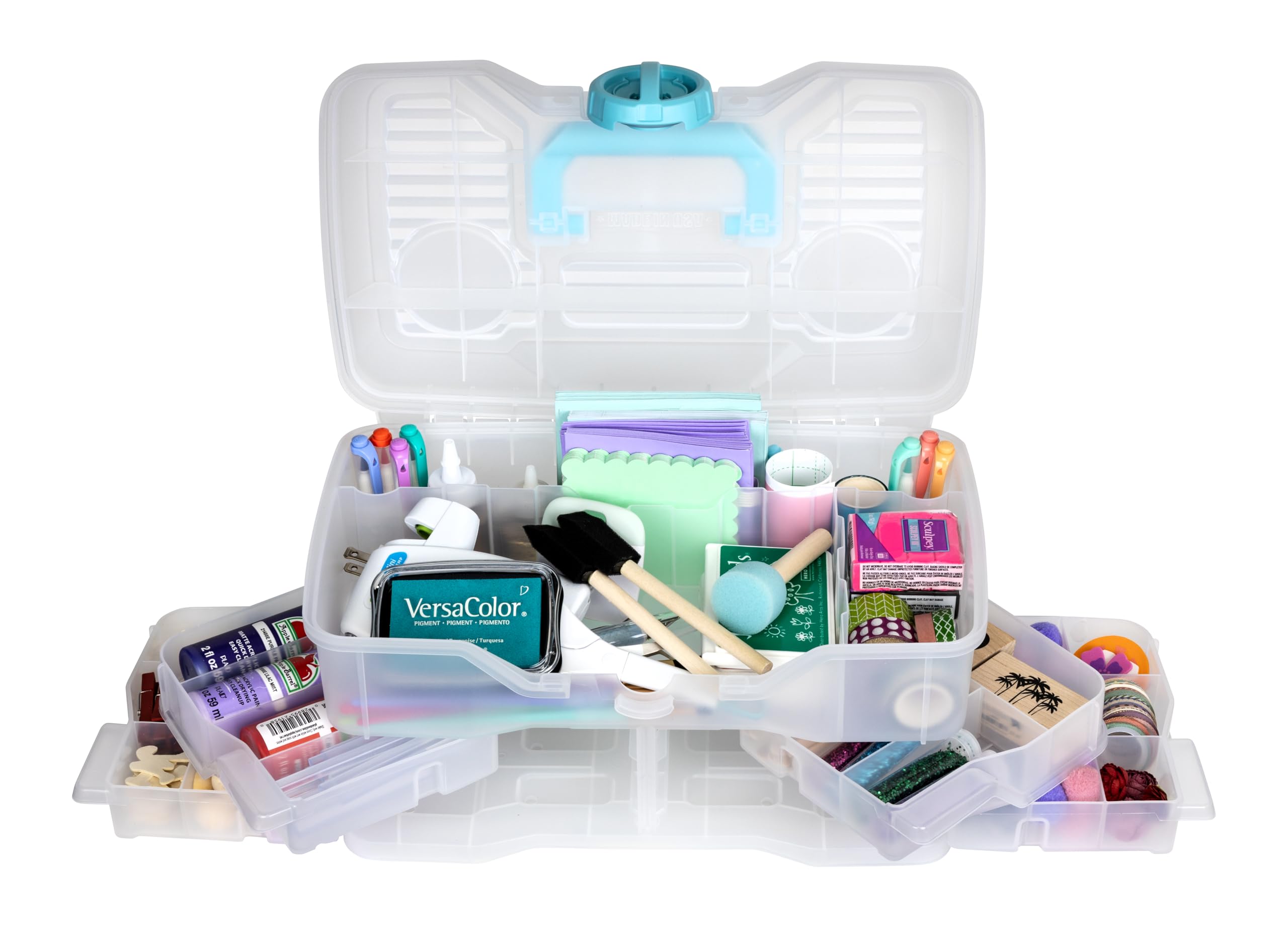 ArtBin Organizer in plastica trasparente per piccole parti, per fai da te, scatole e organizer per cucito, scatola portaoggetti con scomparti, scatola per progetti, misura media (4 vassoi girevoli)