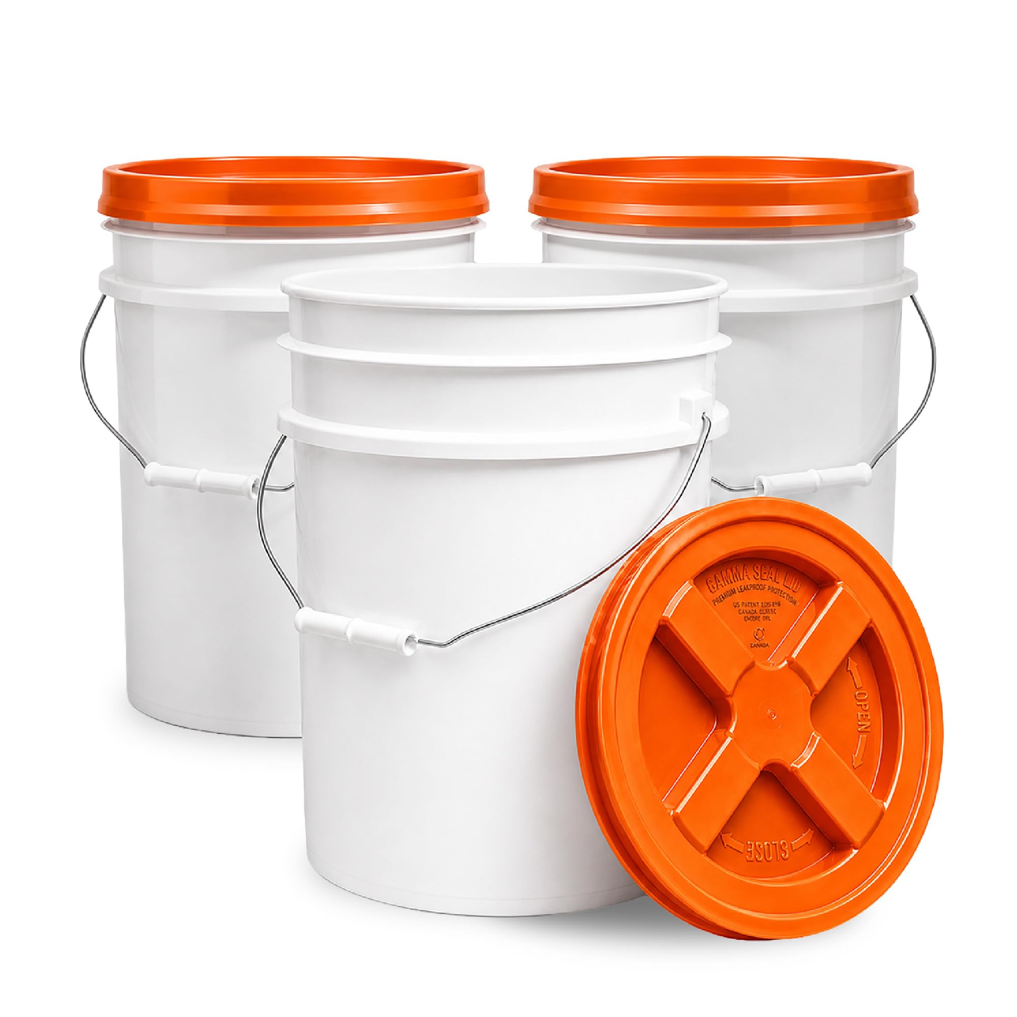 ePackageSupply 5 Gallon Bucket - Food Grade w/Lid BPA-Free, White/Orange, 3