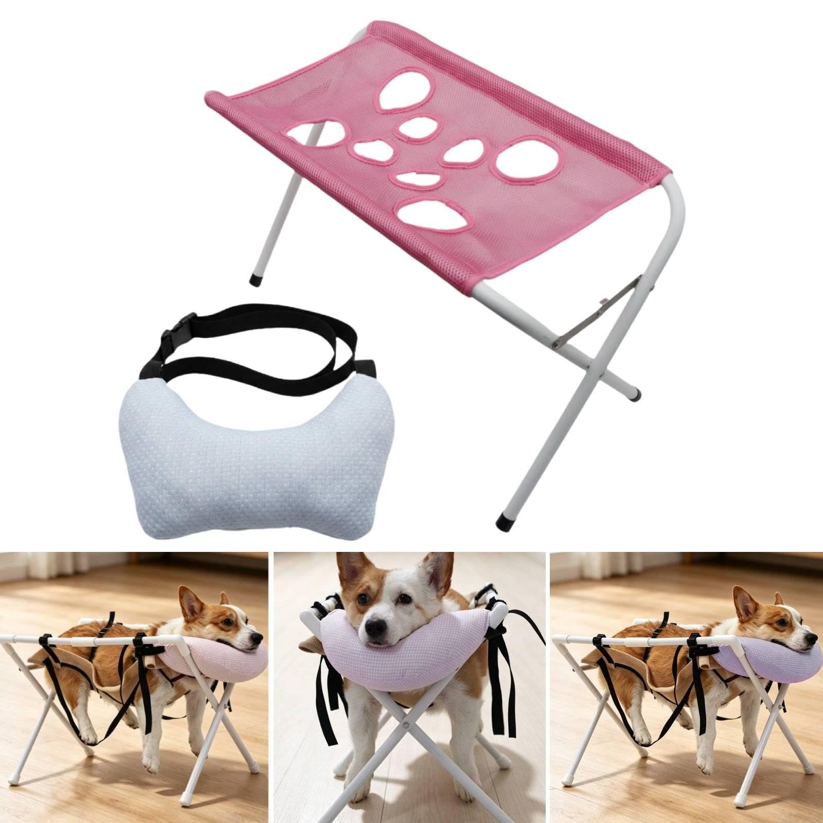 Hundepflege Hängematte Hund Hängegestell Pflegehilfe Pflegeschlinge mit Stabiler Aufhängung Und Reißfestem Mesh Material für Baden Krallentrimmen Ohre, Rosa