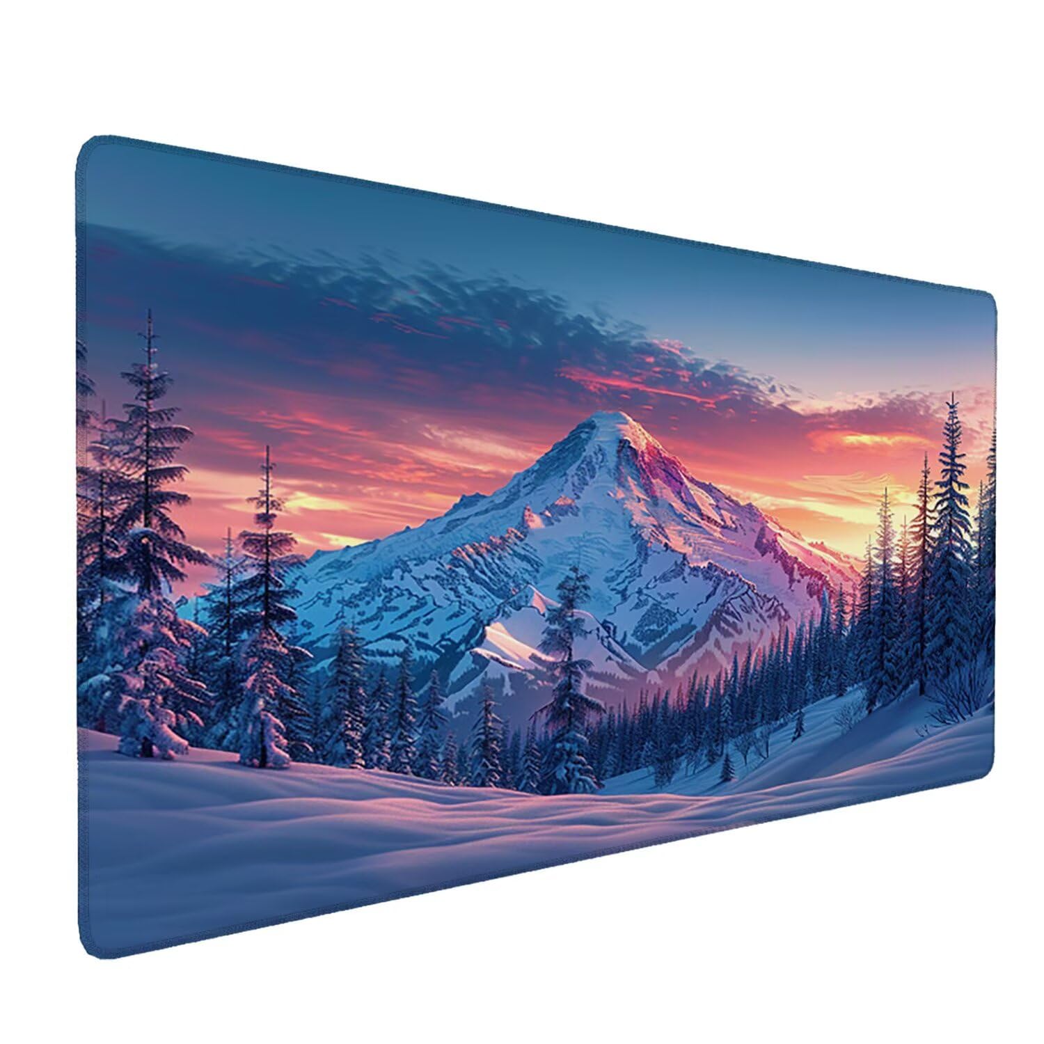 Podkładka pod mysz do gier XXL Mousepad 1000 x 500 mm, duża podkładka pod biurko z antypoślizgową gumową podstawą dla graczy, poprawia precyzję i szybkość (śnieżna góra) X-933