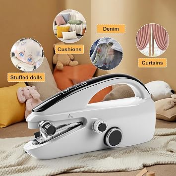 Portable Sewing Machine & Beginner Kit with Dual Power – Handheld Sewing Machine Set with Storage Box, 20 Threads, Needles, Scissors for Home Repairs & Crafts