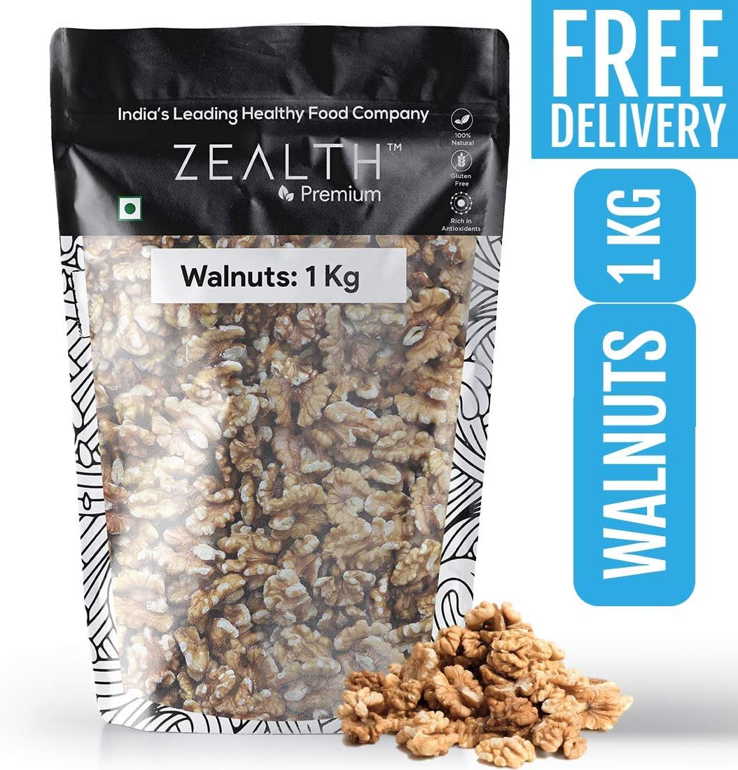 Zealth - Premium Kashmiri Brown Walnuts Kernels | Without Shell - 1kg (250gm x 4 Piece))