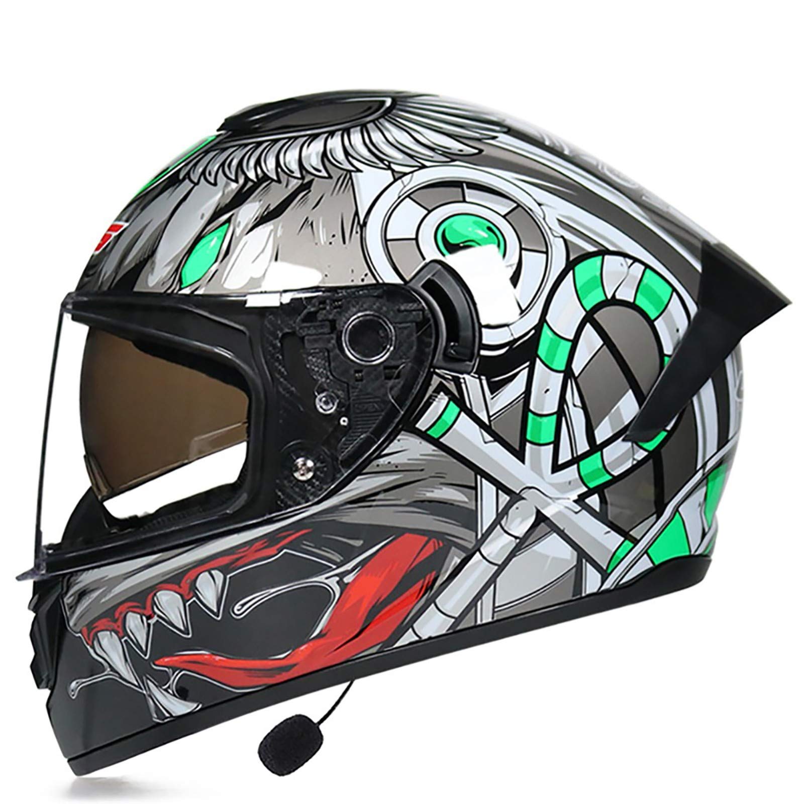 Casque de moto full face racing modulable bluetooth double parasol anti-buée