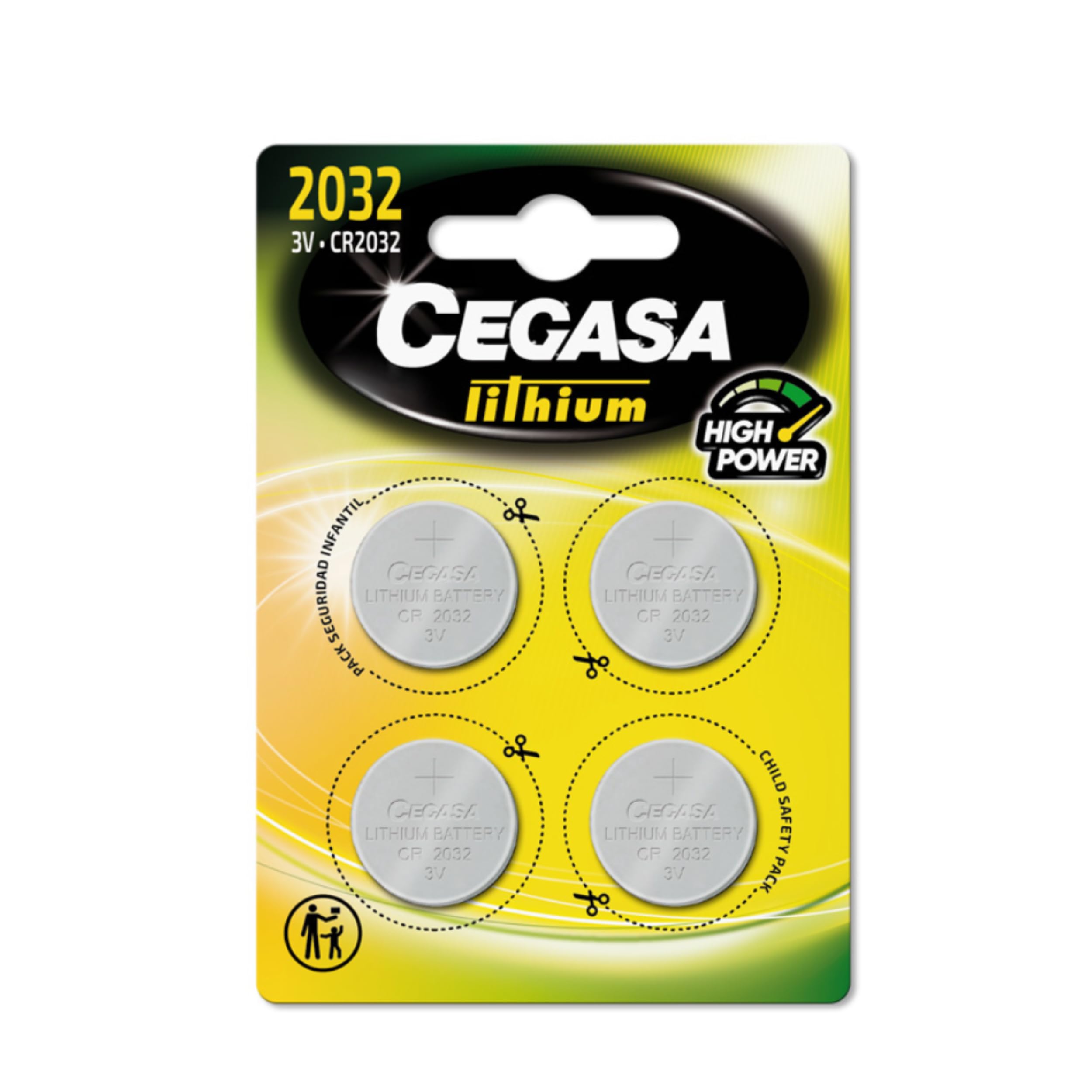 CEGASA CR2032 Pack 4 Pilas Botón de Litio