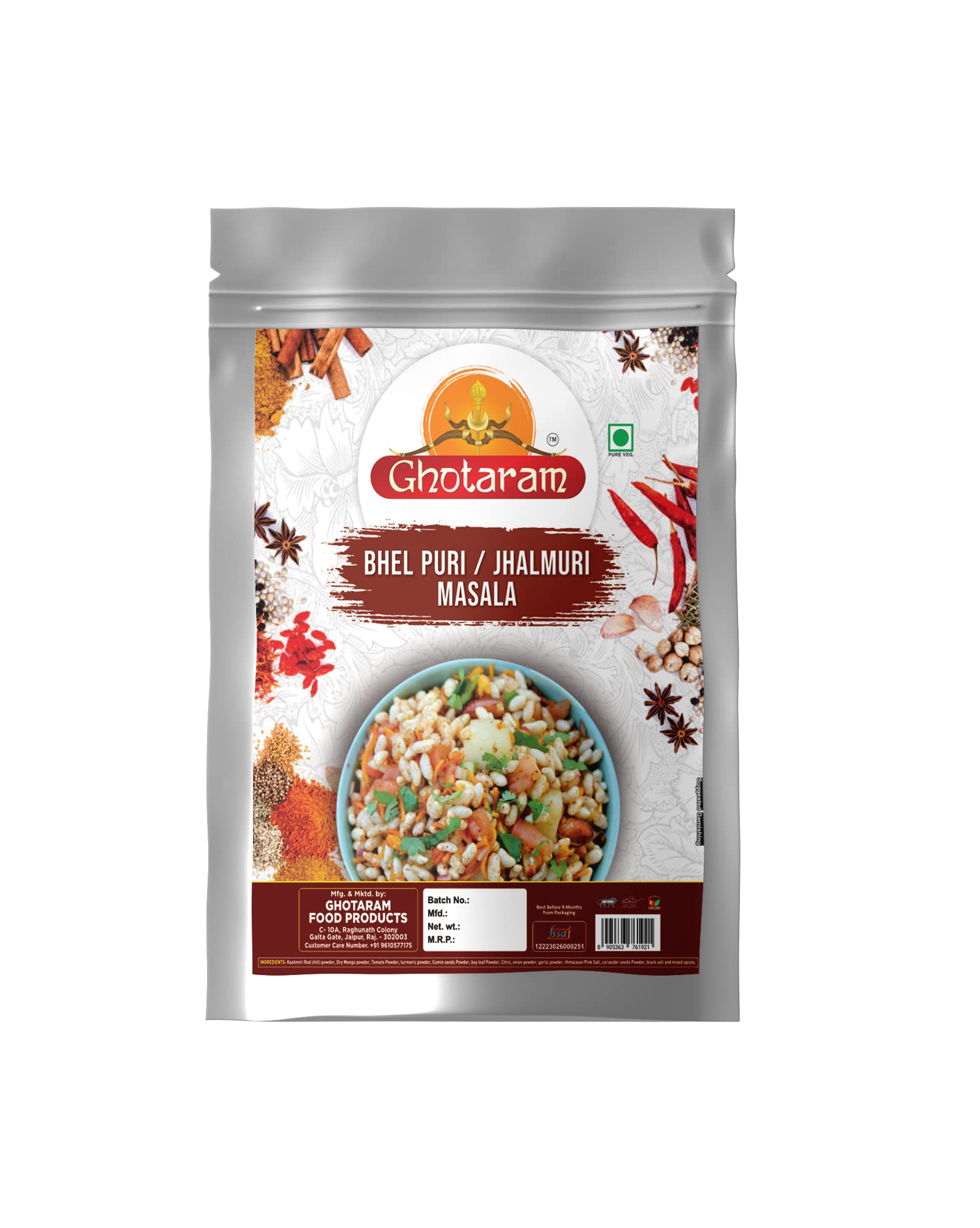 GHOTARAM Calcutta Jhalmuri/Jhal-Muri||Bhel-Puri/Bhelpuri Masala|Jhal Moodi Masala/Delicious Crunchy street food snack Masala|Natural And Fresh-190Gx1Pk (B0BZ42ZHBS) Amazon Price History, Amazon Price Tracker