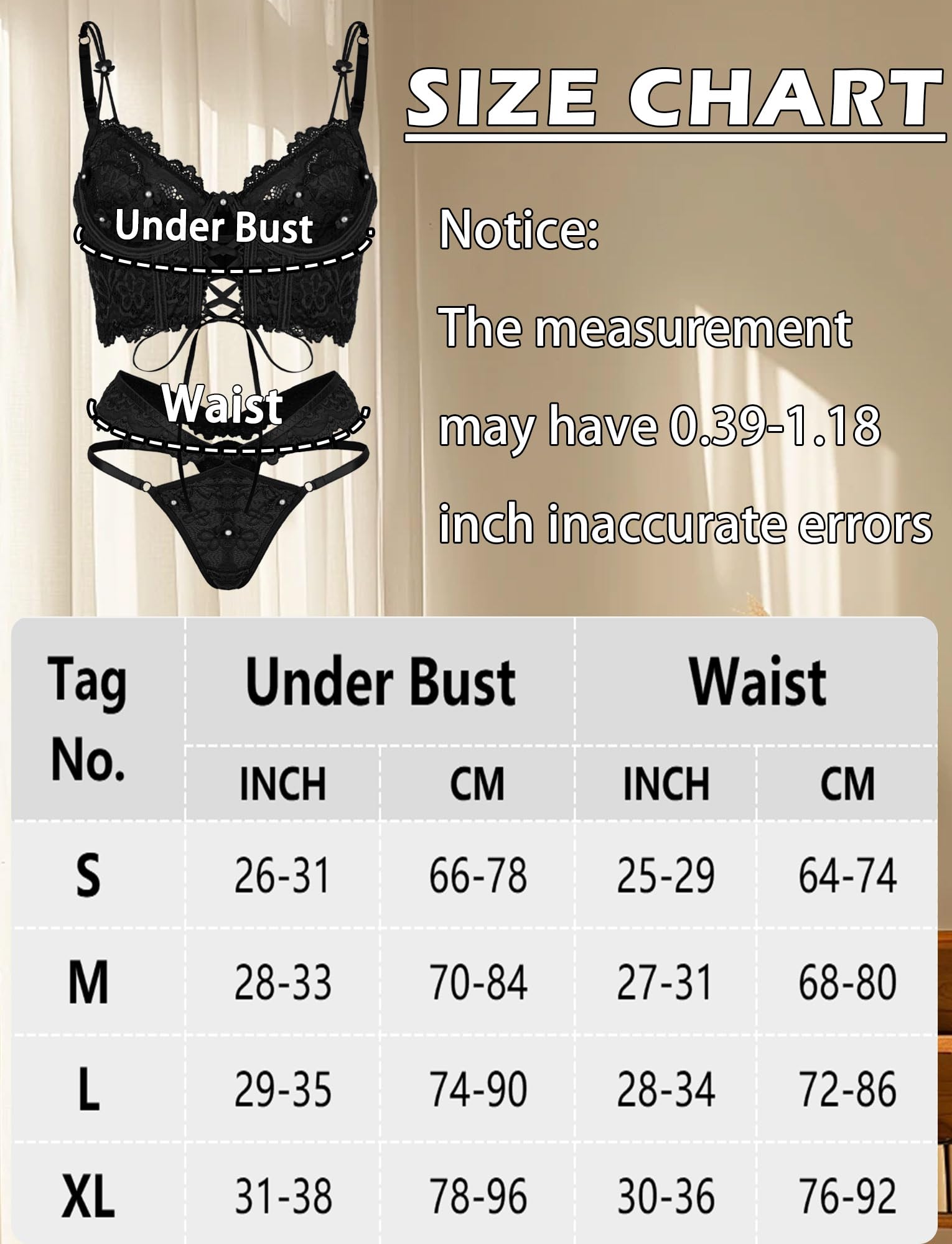 Maeau - Lencería Encaje Mujer Conjunto Bustier con Braga Cintura Baja Tirantes Ajustables para Noches S-XL