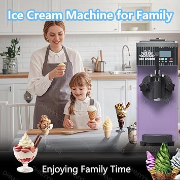 Home Soft Serve Ice Cream Machine - Single Flavor Commercial Maker with Auto Clean, LCD Panel - Ideal for Snack Bars, Restaurants, and Home Use