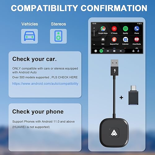 Miniatura 4 de Adaptador inalámbrico Android Auto Plug and Play Car Dongle para fábrica con cable Android Auto en todos los coches - Baja latencia y fácil de