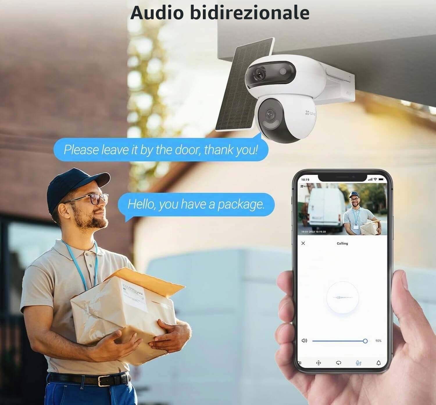 EZVIZ HB90x Smart Outdoor Security Camera, 2K Dual Lens Angolo 360°, 10.400mAh Funzionamento a Batteria, con Pannello Solare, Monitoraggio Continuo Senza WiFi, Visione Notturna a Colori