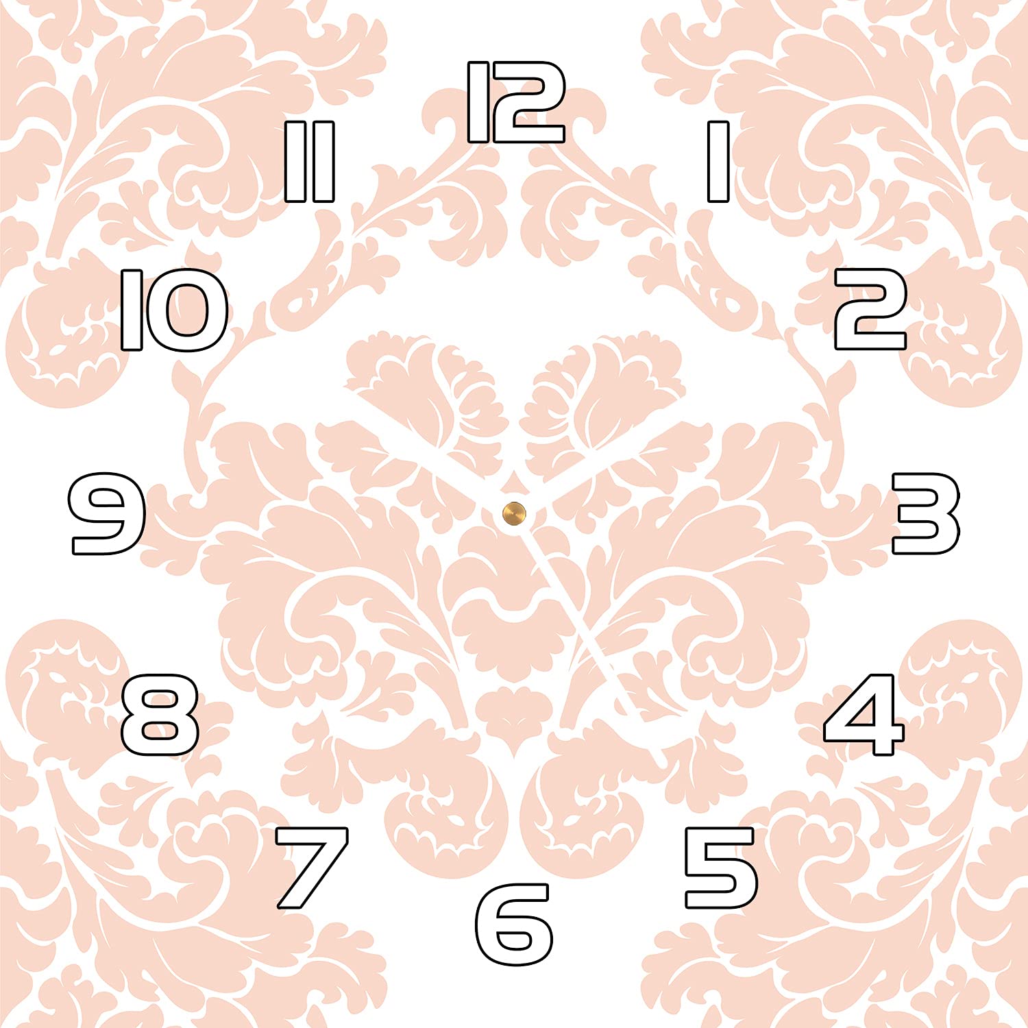 Horloge en Verre 30x30 cm Cadran Fleur Ornementale Décoration Murale Salon Moderne