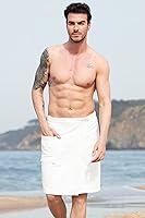 Vista 2 de SEYANTE Toalla de baño de spa para hombre, 100% algodón turco con cierre ajustable, con certificación OEKO-TEX®