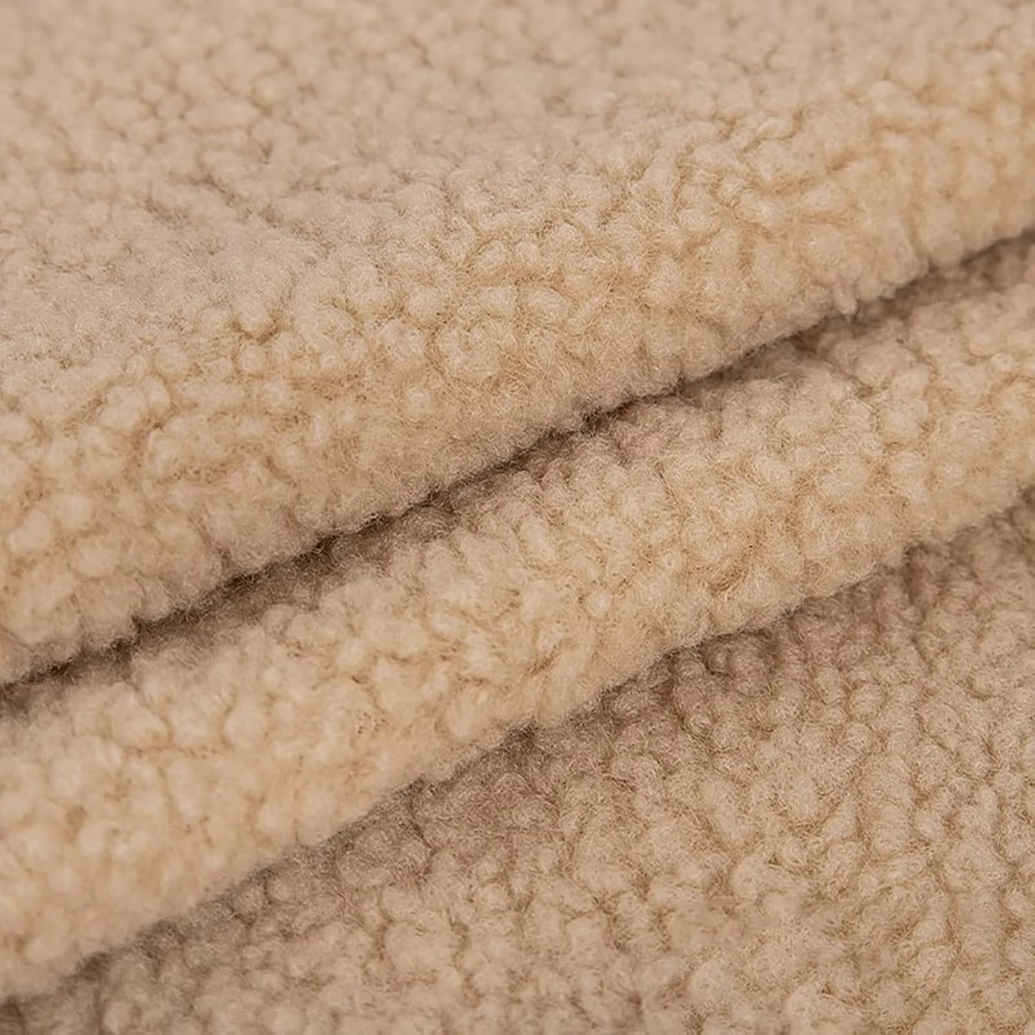 Sherpa Fleece Fabric Plush Faux Fur Fabric Lambskin Thermal Lined Material for DIY Sewing Handmade Winter Wear Costumes 63x19in(160x50cm) (Khaki)