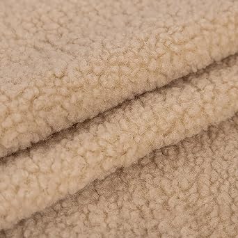 Sherpa Fleece Fabric Plush Faux Fur Fabric Lambskin Thermal Lined Material for DIY Sewing Handmade Winter Wear Costumes 63x19in160x50cm Khaki