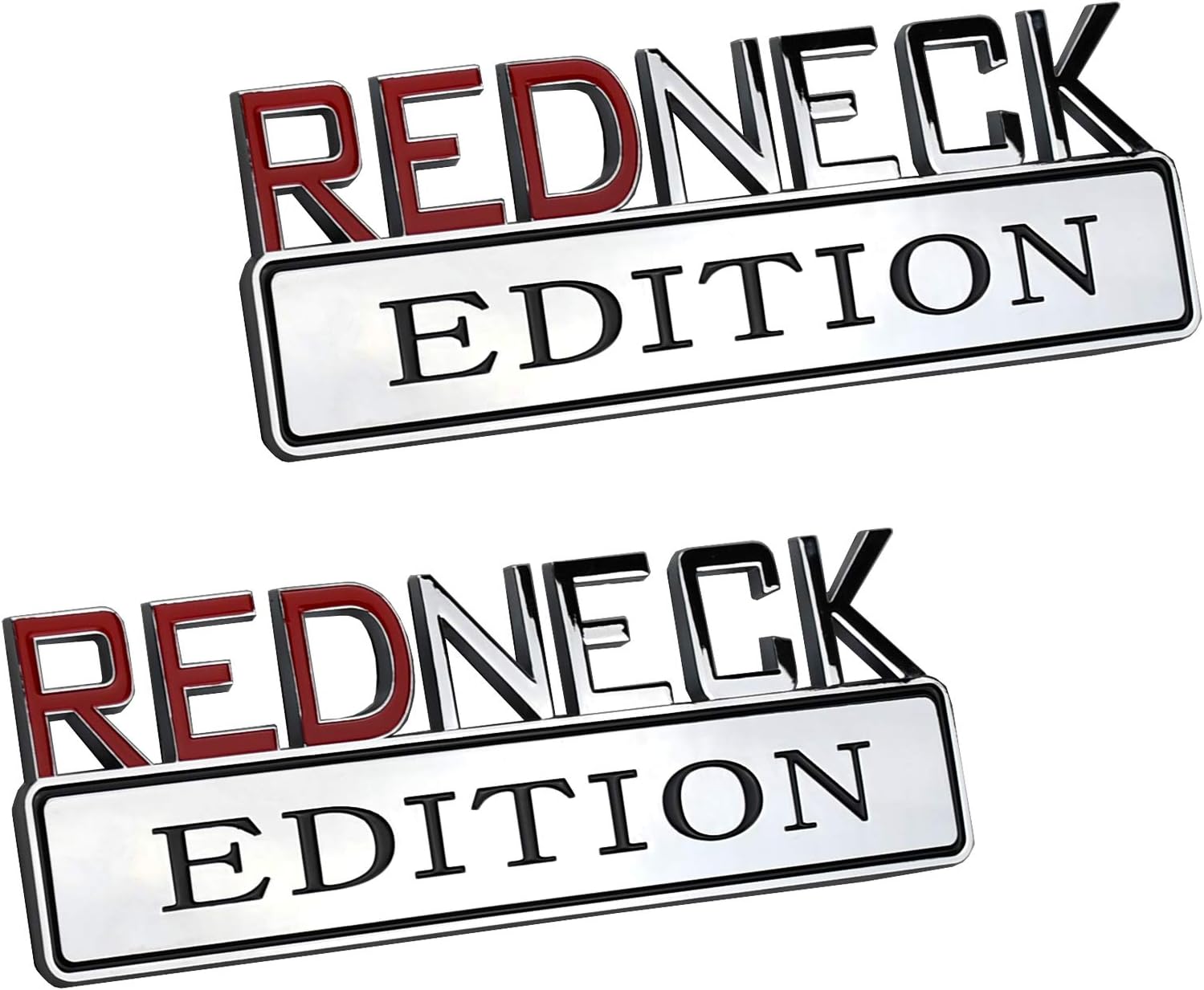 HWTONG 2x REDNECK EDITION Car Emblems Badge 3D Stickers Decal Replacement for F-150 F250 F350 RAM 1500 Chrome 7 Inch Length