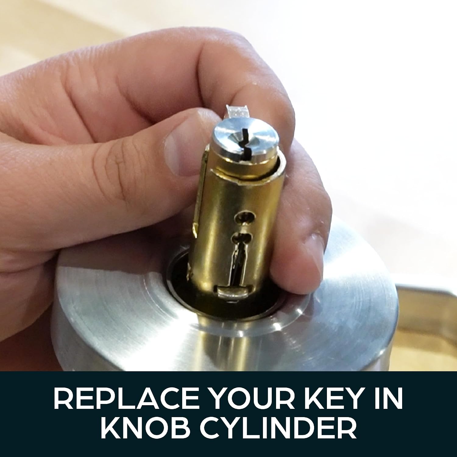 Summit Doorware Key in Knob Cylinder | Schlage SC1 Compatible | Satin Chrome Finish | Replaces Cylinder Locks | Includes 2 Keys | Fits Grade 1 & 2 Locksets - Arrow, Schlage, & More