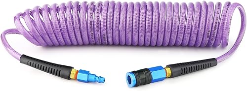 Miniatura 19 de GASHER Manguera de aire de retroceso de poliuretano de 1/4" x 25FT con restrictor de curva, acoplador rápido industrial de 1/4" y enchufe