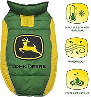 Vista 2 de Pets First John Deere - Chaleco acolchado para perros y gatos, talla S. Abrigo para perro cálido, acogedor e impermeable, para perros y gatos