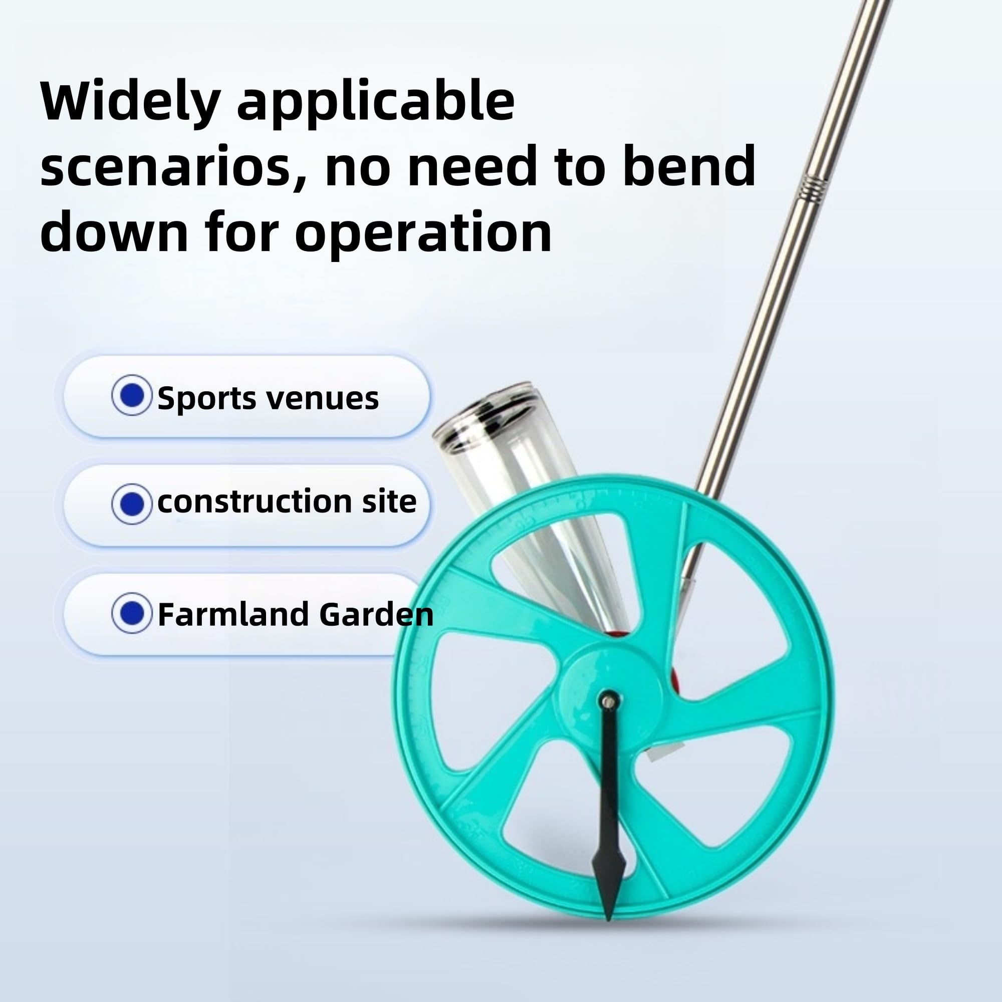 Linienmarkierungsrad – 1000 ml Kreidepulverspender mit 31 cm Rolle – verstellbarer Griff 101–122 cm – ideal für Sportplätze, Straßen, Strecken und Baustellen