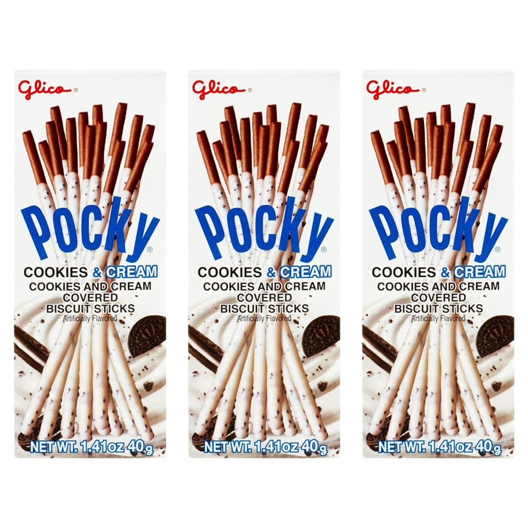 Pocky Cookies and Cream Covered Biscuit Sticks (pack of 3)