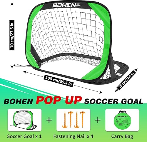 Miniatura 2 de BOHEN Porterías de fútbol desplegables para niños, red de fútbol portátil plegable para exteriores, interiores, patio trasero y playa (3.3 x 2.2