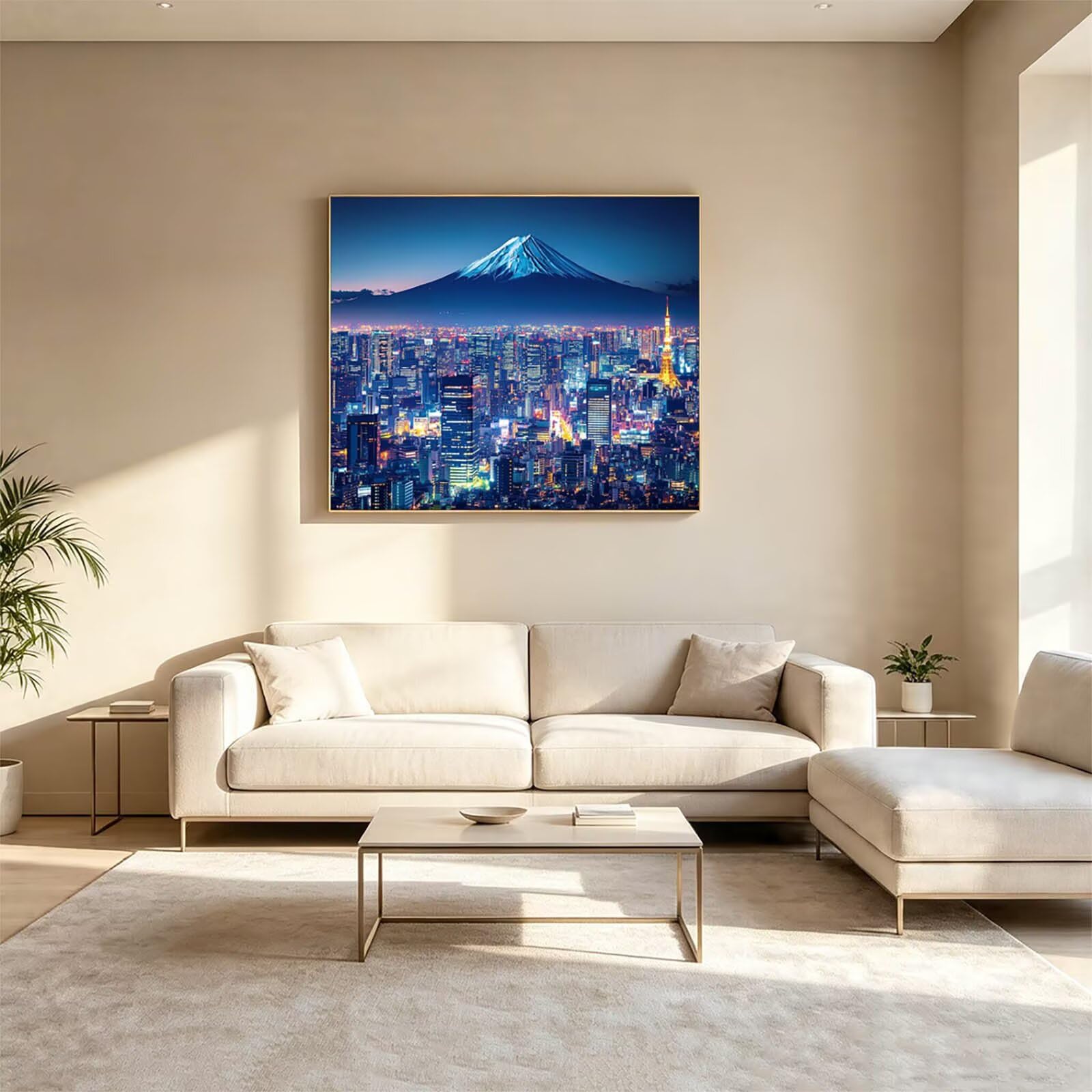 Dipingere con i Numeri Adulti Monte Fuji Tele 100x135cm ZSHS-2387 | Kit Pittura Hobby Creativi Adulti con Colori Acrilici Pennello Paittura Tela Vista Notturna per Quadri Moderni Soggiorno