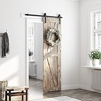 Vista 2 de SMARTSTANDARD Kit de herrajes para puerta corrediza de granero de 4 pies, riel de servicio pesado, suave y silencioso, incluye instrucciones