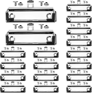 YOUEON 50 Pcs Clipboard Clips 4 Inch Mountable Metal Clamps with Rubber Grip and Hanging Hole, Includes 100 Rivets, Durable Silver Clipboard Hardware for Office, School, and Home Use
