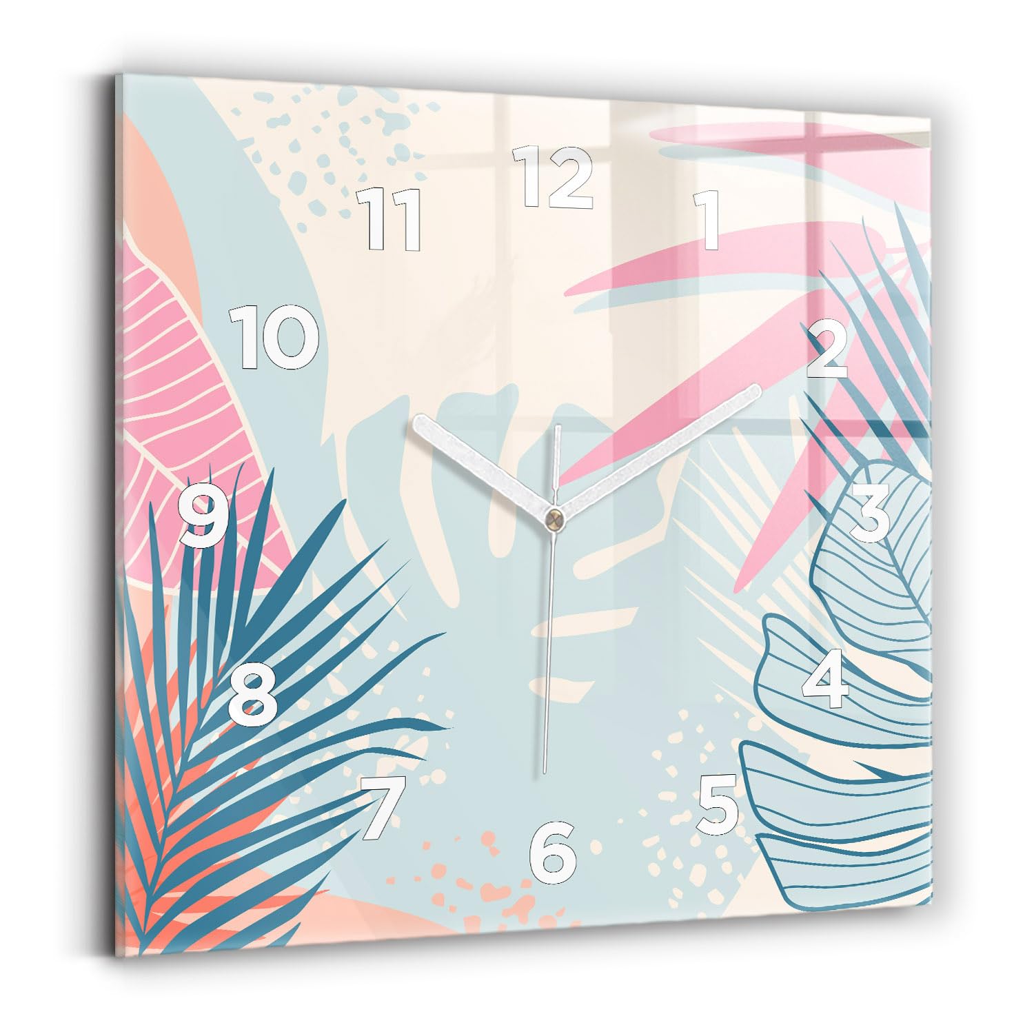 Horloge numérique carrée 30x30 cm à aiguilles blanches Wallfluent