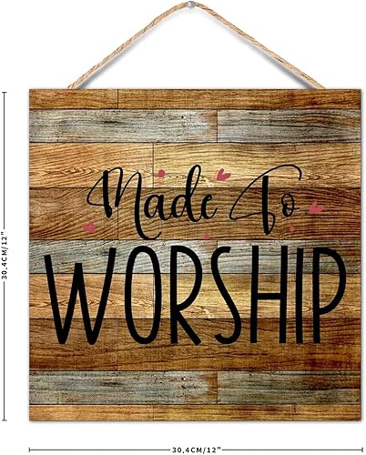 Miniatura 8 de Country Wood Sign Life Positive Quote Christian Saying Made to Worship Religious Quotes Wall Hanging Art Wooden Plaque for Porch Living Room Kitchen