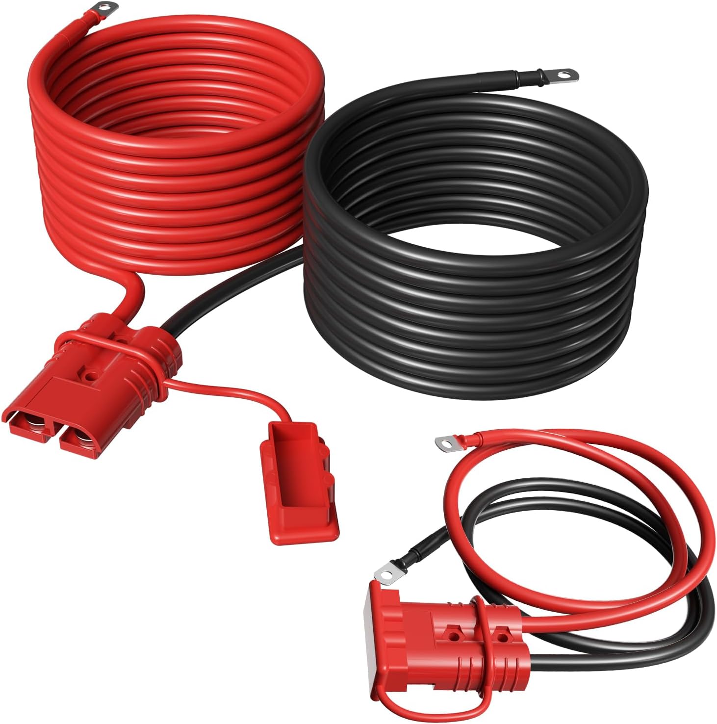 24 FT 2AWG Quick Disconnect Winch Power Cable, 2 Gauge 2 AWG Copper Wiring, Quick Connect and Disconnect Cables Heavy Duty Battery Wiring Kit.