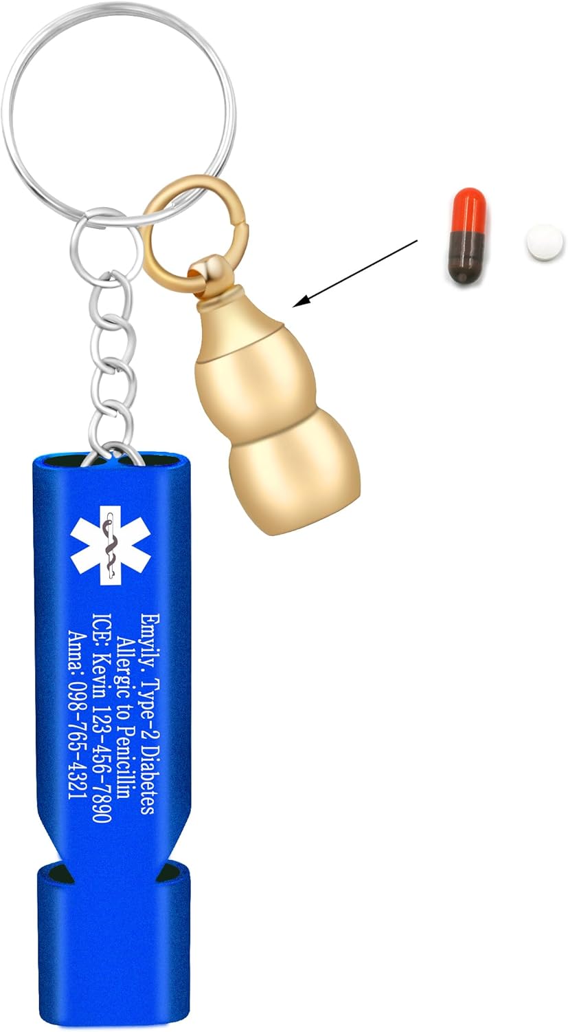 7 Color Emergency Whistle Keychain Brass Calabash Waterproof Safety Jewelry for Travel Outdoors Hiking Gear YA6000