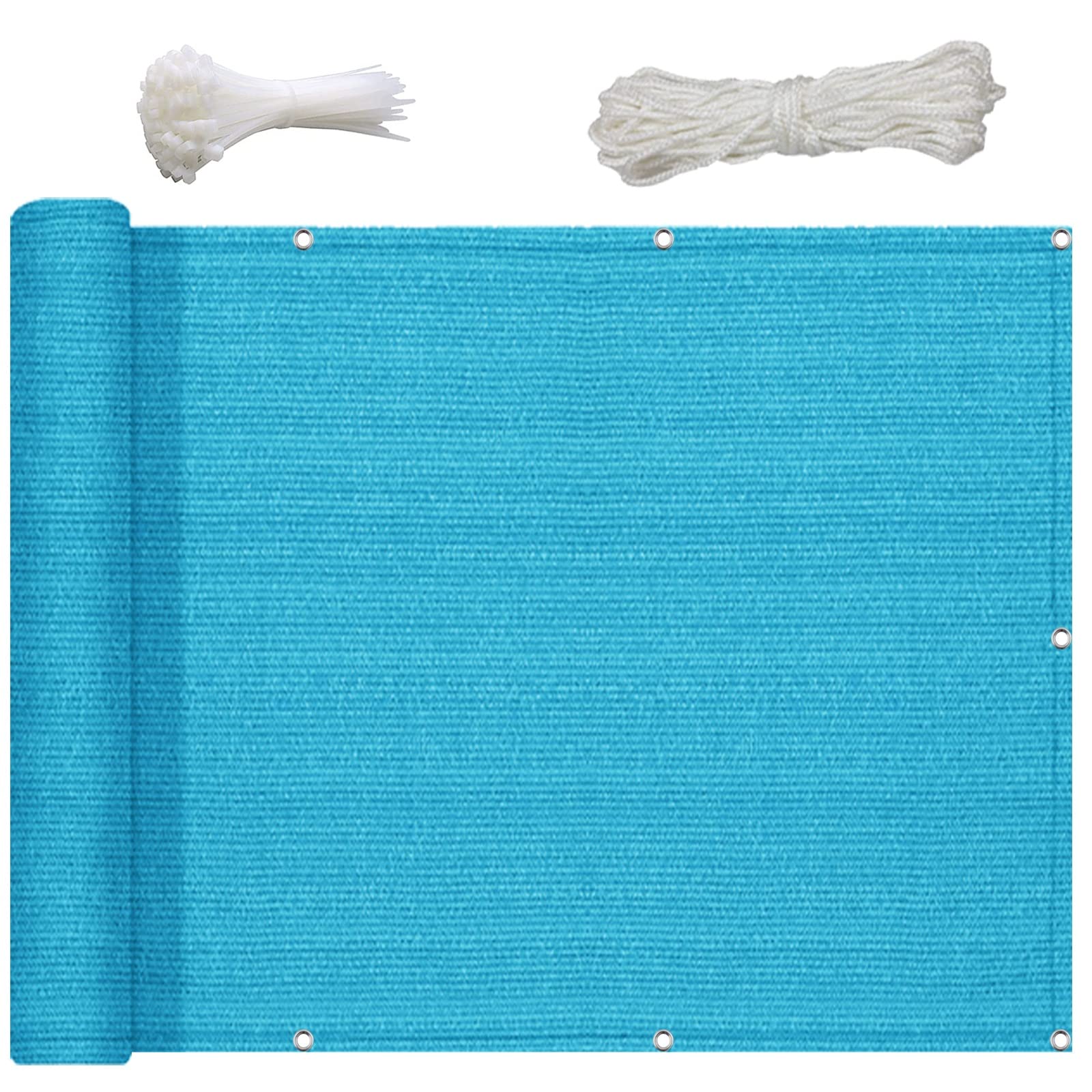 NINGBAI Balcony Screen Privacy Protection 65 x 800 cm(26 x 315inch) Porch Sun Shade, Windbreak Sun Shelter, Fence Screen Garden Screen with Holes and Cable Ties for Outdoor Party Activities, Blue