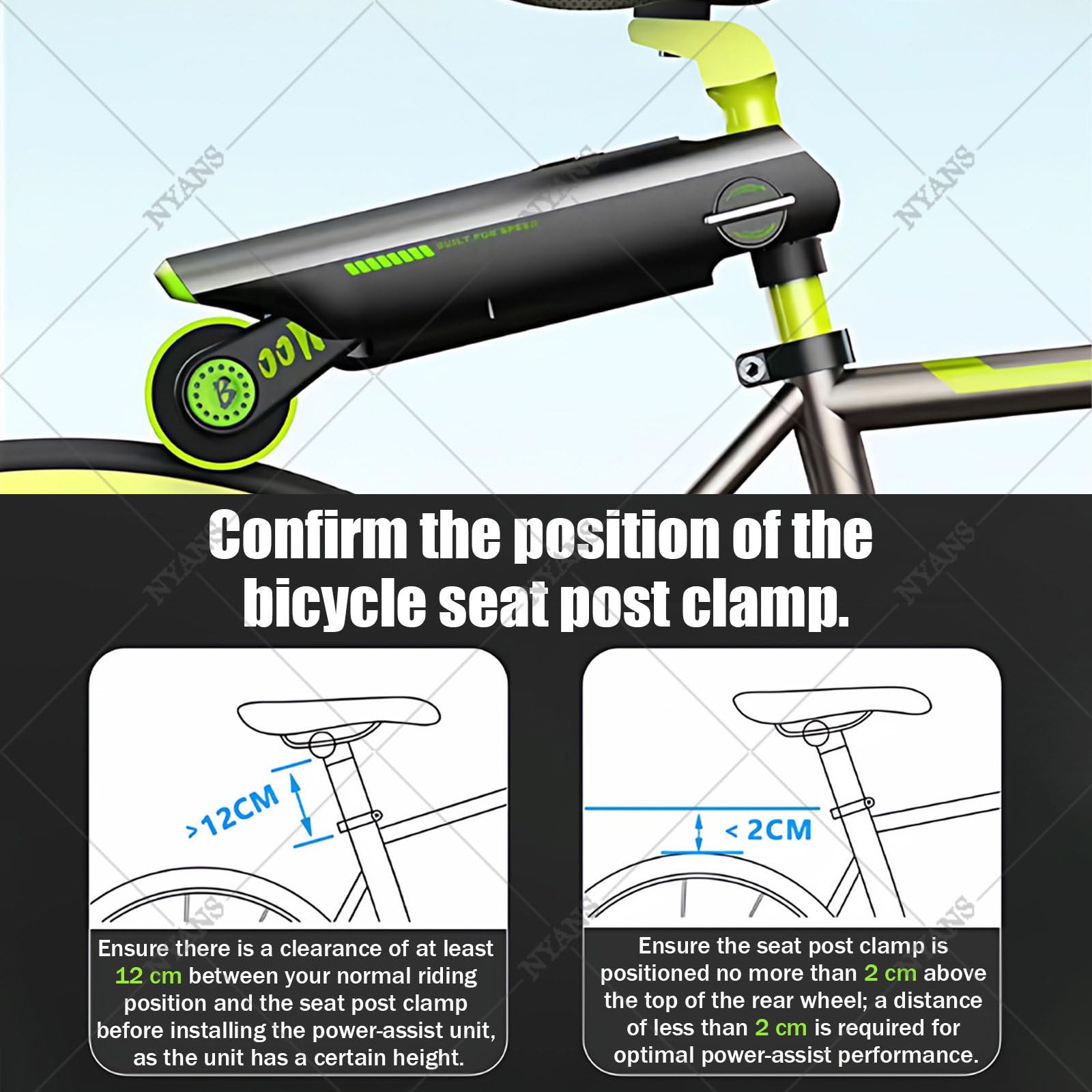 NYANS Motor Auxiliar Eléctrico para Bicicletas,4 Modos De Asistencia y 50km De Autonomía; para Bicicletas De Montaña (1,5/1,75/1,95/2,15 Pulgadas) y De Carretera (25C/28C/35C/38C) Green