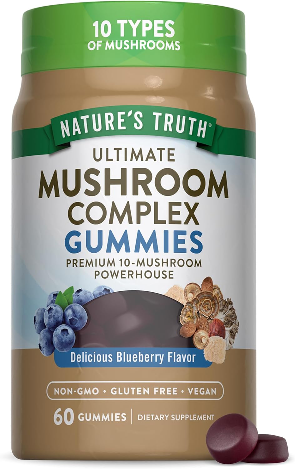 Nature's Truth Mushroom Complex Gummies for Adults | 60 Count | Complex of 10 Mushrooms | Vegan, Non-GMO & Gluten Free Supplement